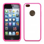 Wholesale iPhone 5 5S Gummy Hybrid Case (Pink White)